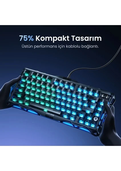GravaStar Mercury V75 HE Siyah RGB %75 TKL Magnetic Switch Kablolu Mekanik Oyuncu Klavyesi