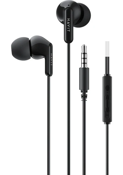 Havit E335P Kulak İçi Kablolu Mikrofonlu Kulaklık 3.5mm Jack 1.2m Kablo - Siyah