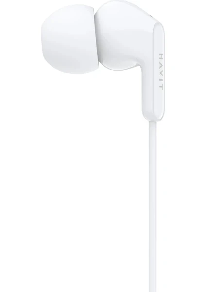 Havit E335P Kulak İçi Kablolu Mikrofonlu Kulaklık 3.5mm Jack 1.2m Kablo - Beyaz