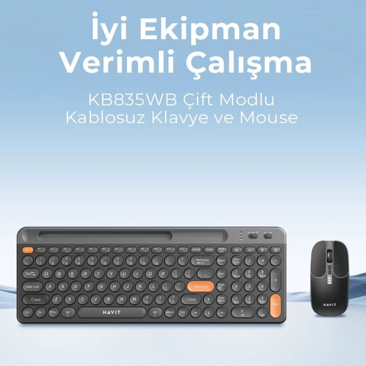 Havit KB835WB Siyah Kablosuz Klavye Mouse Seti