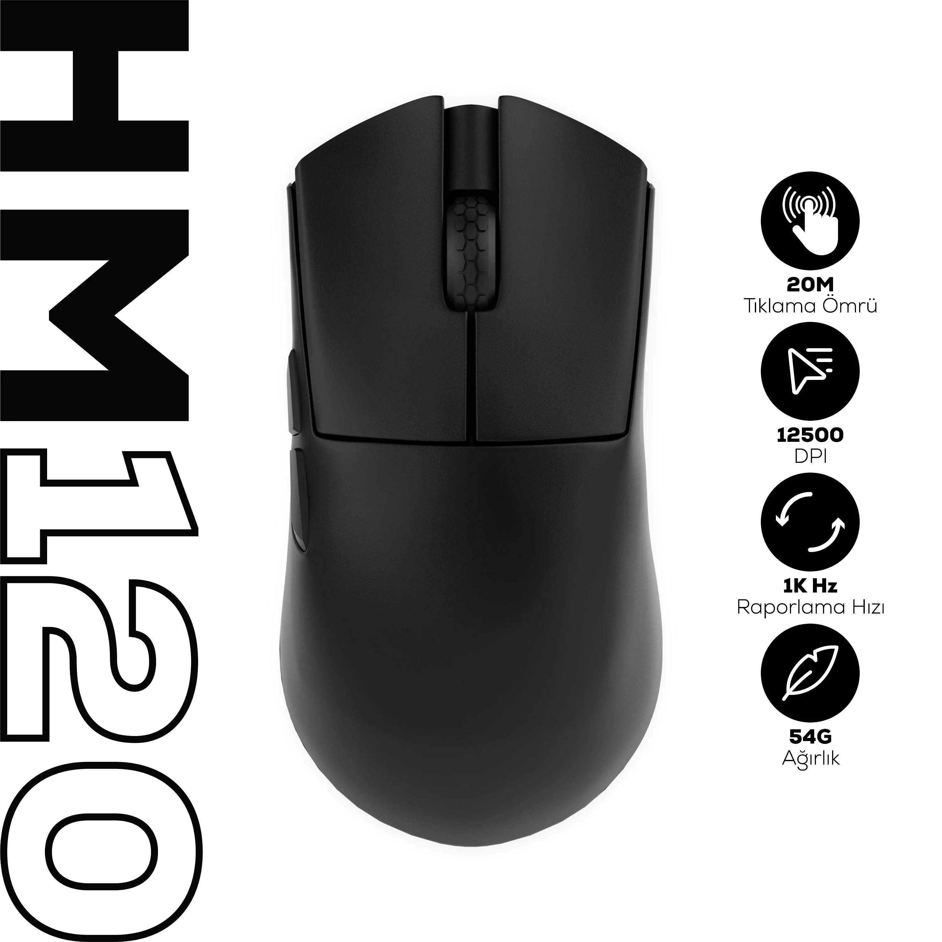 Hawk Gaming Chair HM120 Siyah Şarjlı Optik Kablolu/Kablosuz Oyuncu Mouse