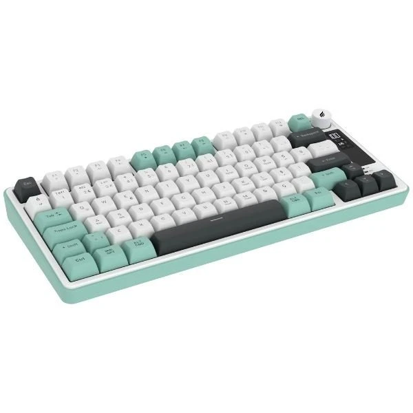 HK255 Membrane LCD RGB Kablosuz/Bluetooth Gri Yeşil %75 Türkçe Gaming Oyuncu Klavye