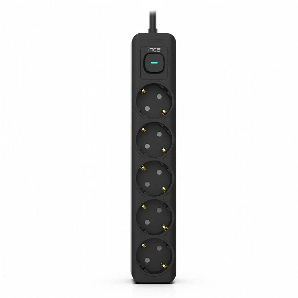 INCA IPW-44SY3 5 PORT AKIM KORUMALI LED TUŞLU PRİZ 3M - SİYAH