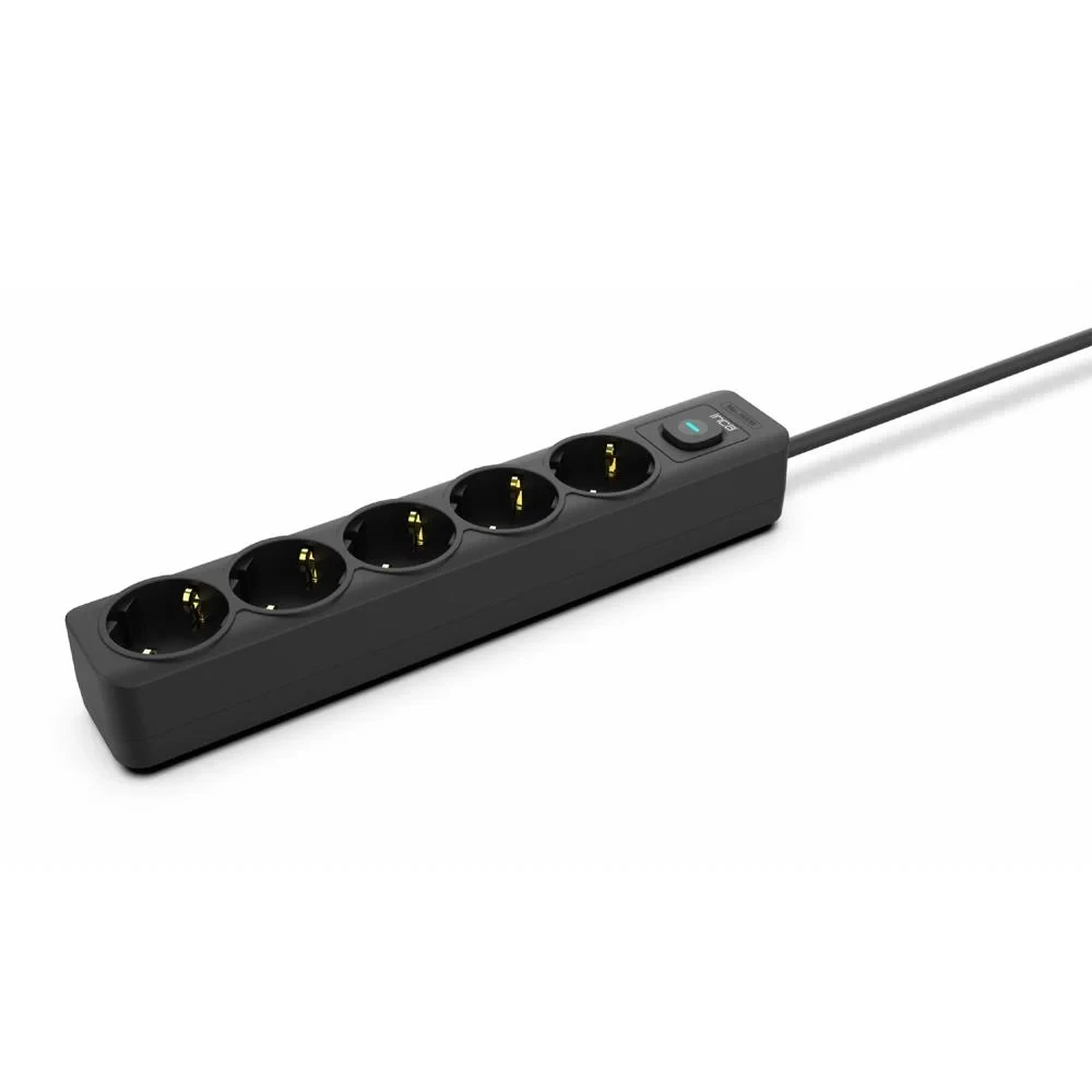 INCA IPW-44SY3 5 PORT AKIM KORUMALI LED TUŞLU PRİZ 3M - SİYAH