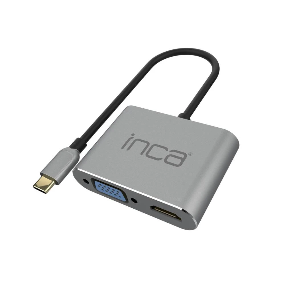 INCA ITPC-06TX TYPE-C HUB X4 HDMI 4K@30 HZ+ VGA+ USB 3.0+PD 100W ALUMİNYUM KASA