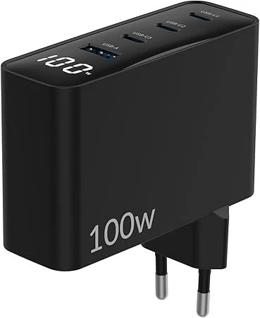 Juo 100W GaN Led Ekranlı 3 Type-C + USB-A Hızlı Şarj Cihazı iPhone & Macbook & Notebook Şarj Aleti