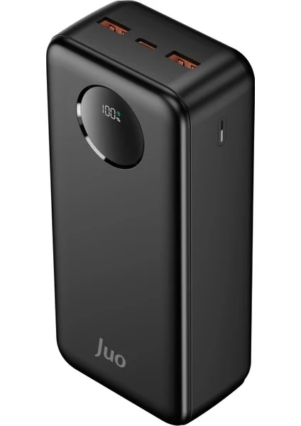 Juo 30000mAh 22.5W Dijital Led Ekranlı Taşınabilir Hızlı Şarj Cihazı Powerbank Siyah