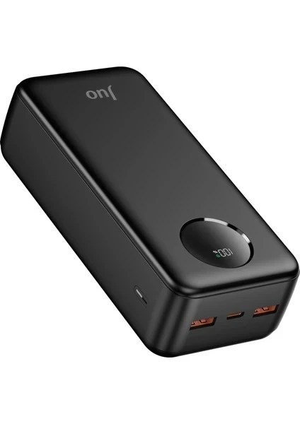 Juo 30000mAh 22.5W Dijital Led Ekranlı Taşınabilir Hızlı Şarj Cihazı Powerbank Siyah