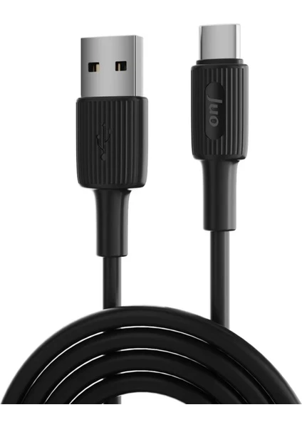 Juo 66W USB-A to USB Type-C Silikon Hızlı Şarj ve Data Kablosu 1 Metre Siyah
