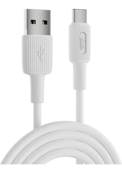 Juo 66W USB-A to USB Type-C Silikon Hızlı Şarj ve Data Kablosu 1 Metre Beyaz