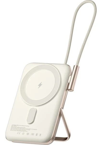 Juo Magsafe Powerbank 10000mAh Standlı 20W Dahili Type-C Kablolu Taşınabilir Hızlı Şarj Cihazı Beyaz