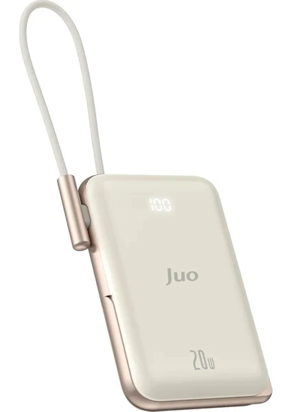 Juo Magsafe Powerbank 10000mAh Standlı 20W Dahili Type-C Kablolu Taşınabilir Hızlı Şarj Cihazı Beyaz