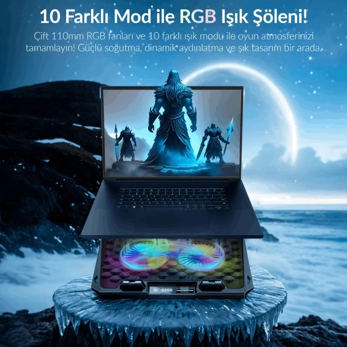 Juo Odin RGB 2 Fanlı USB 2.0 12"-17" Laptop Soğutucu