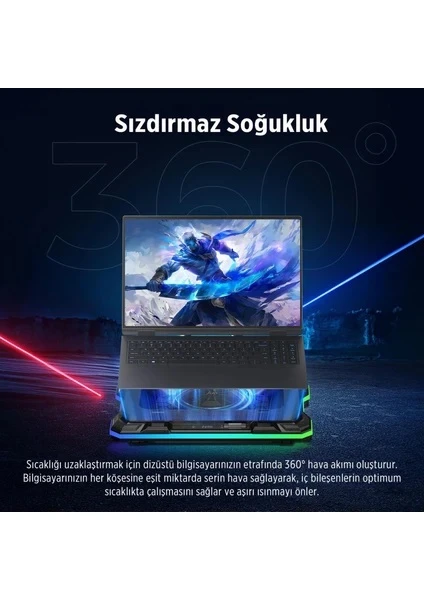 Juo Yeti RGB Fanlı USB 2.0 14"-19" Laptop Soğutucu
