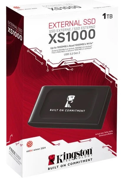Kingston XS1000 BOC SXS1000/1000GA 1TB (1050/1000MB/s) USB-C Taşınabilir SSD