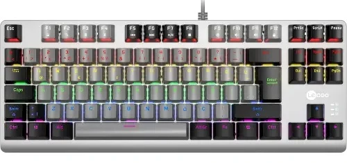 LENOVO LECOO GK304 OYUNCU KLAVYESİ - YÜKSEK PERFORMANS, ERGONOMİK TASARIM VE RENKLİ RGB AYDINLATMA GRİ AĞIRLIKLI GRİ & SİYAH