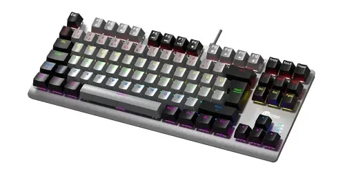 LENOVO LECOO GK304 OYUNCU KLAVYESİ - YÜKSEK PERFORMANS, ERGONOMİK TASARIM VE RENKLİ RGB AYDINLATMA GRİ AĞIRLIKLI GRİ & SİYAH