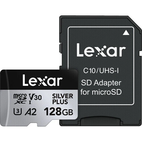 Lexar Professional Silver Plus LMSSIPL128G Class 10 UHS-I U3 A2 V30 128 GB Micro SD Kart