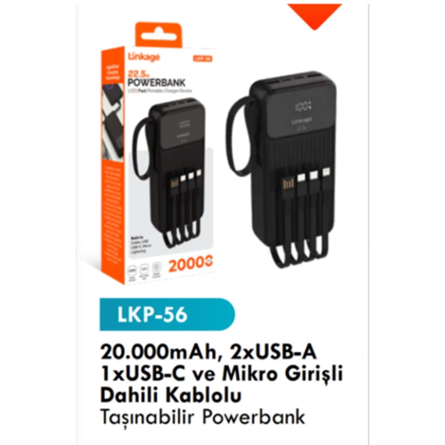 LİNKAGE LKP-56 22.5 WATT LCD UNIVERSAL ÇOKLU POWERBANK