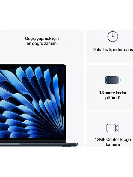 MacBook Air M4 16 GB 256 GB SSD 13.6" MW123TU/A Gece Yarısı