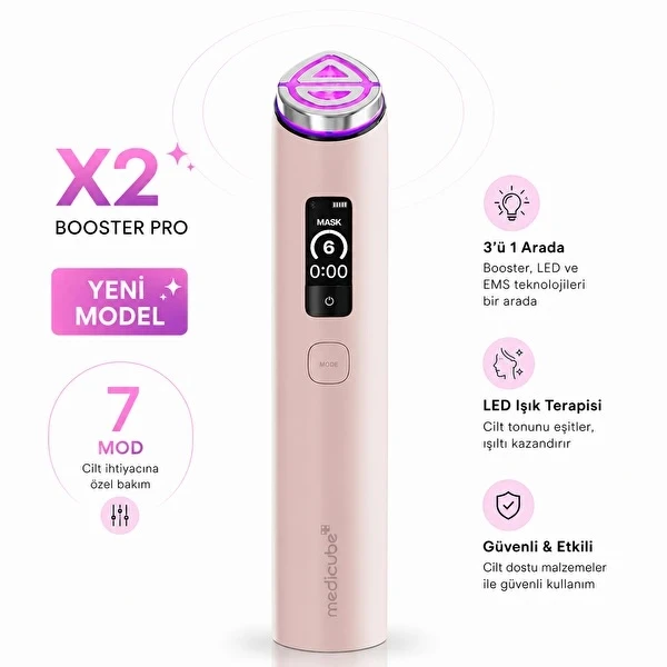 Medicube Age-R Booster Pro X2 7'si 1 Arada Pembe Kore Cilt Bakım Cihazı