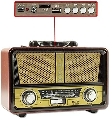 Meier M-112BT Şarjlı USB SD MP3 Destekli Bluetooth Nostaljik Radyo