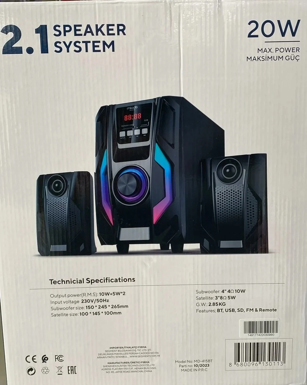 Mikado MD-415BT 2+1 20 W Bluetooth Hoparlör