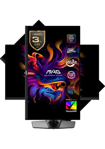 MSI 26.5" MAG 271QP QD-OLED X24 2560 x 1440 (WQHD) 16:9 FLAT QD-OLED 240HZ 0.03MS (GTG) ADAPTIVE-SYNC PIVOT GAMING
