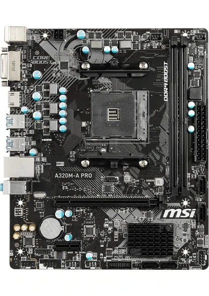 MSI A320M-A PRO AM4 DDR4 3200(OC) DVI HDMI USB3.2 MATX