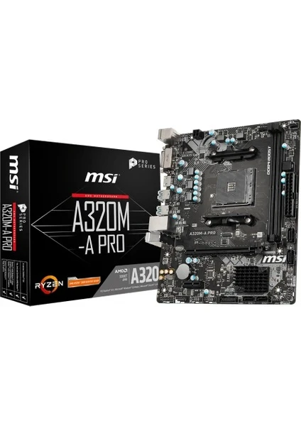 MSI A320M-A PRO AM4 DDR4 3200(OC) DVI HDMI USB3.2 MATX