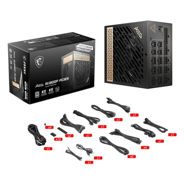 MSI MEG AI1300P PCIE5 1300W 80+ PLATİNUM FULL MODÜLER 120MM FANLI PSU