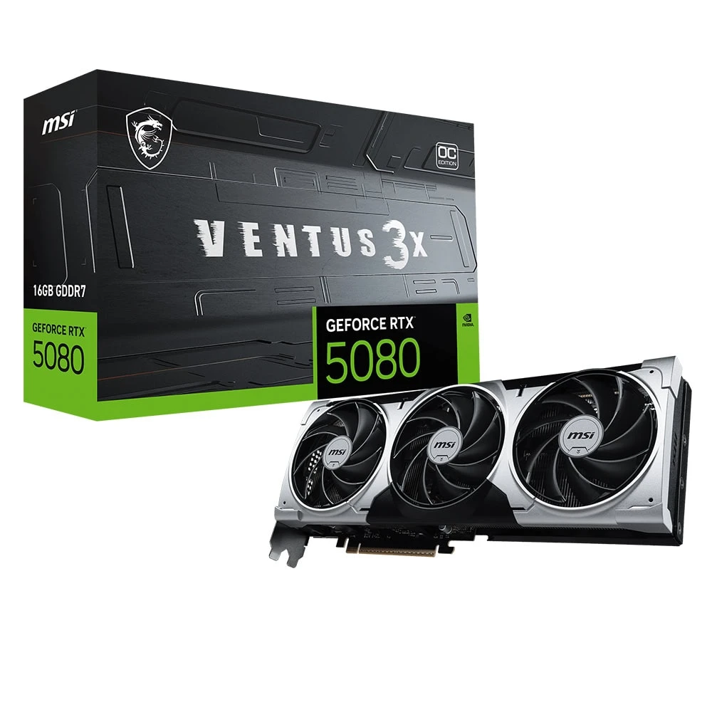 MSI RTX 5080 16G Ventus 3X OC Plus G5080-16V3CP 256 Bit GDDR7 16 GB Ekran Kartı