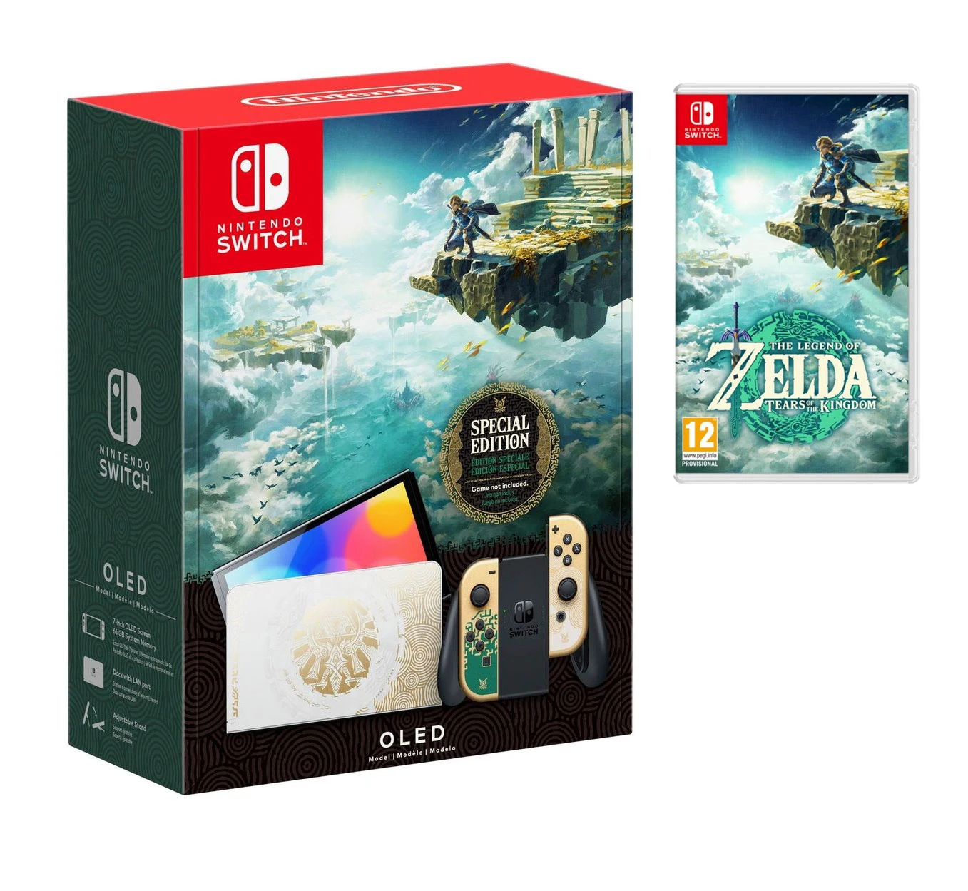 NİNTENDO SWİTCH OLED ZELDA TEARS OF THE KINGDOM EDİTİON OYUN KONSOLU +  THE LEGEND OF ZELDA TEARS OF THE KINGDOM OYUN