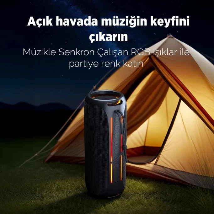 NOWGO F6 20W RGB SPEAKER SU GEÇİRMEZ TAŞINABİLİR KABLOSUZ BLUETOOTH HOPARLÖR YEŞİL