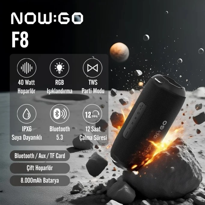 NOWGO F8 40W RGB SPEAKER SU GEÇİRMEZ TAŞINABİLİR KABLOSUZ BLUETOOTH HOPARLÖR YEŞİL