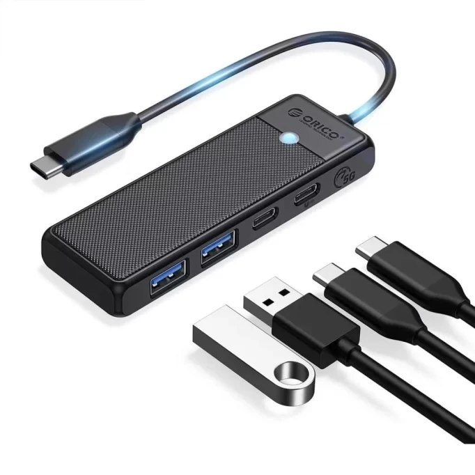 Orico 4 Portlu Type-C To USB 3.0 / Type-C Pd 100W Yüksek Hızlı 5 Gbps Siyah Çoklayıcı Hub