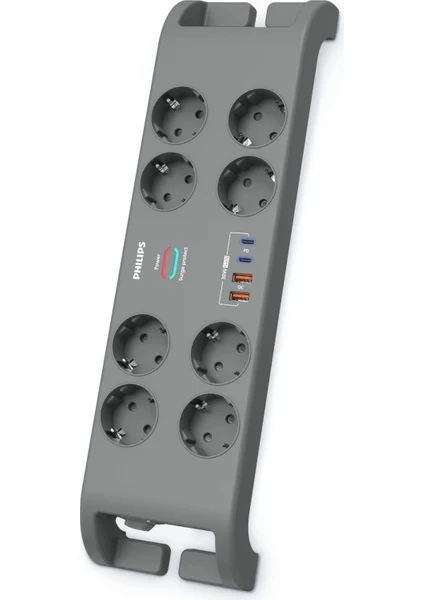Philips SPN8180GA 2400 Joule Type-C USB'li 2 m 8'li Akım Korumalı Priz