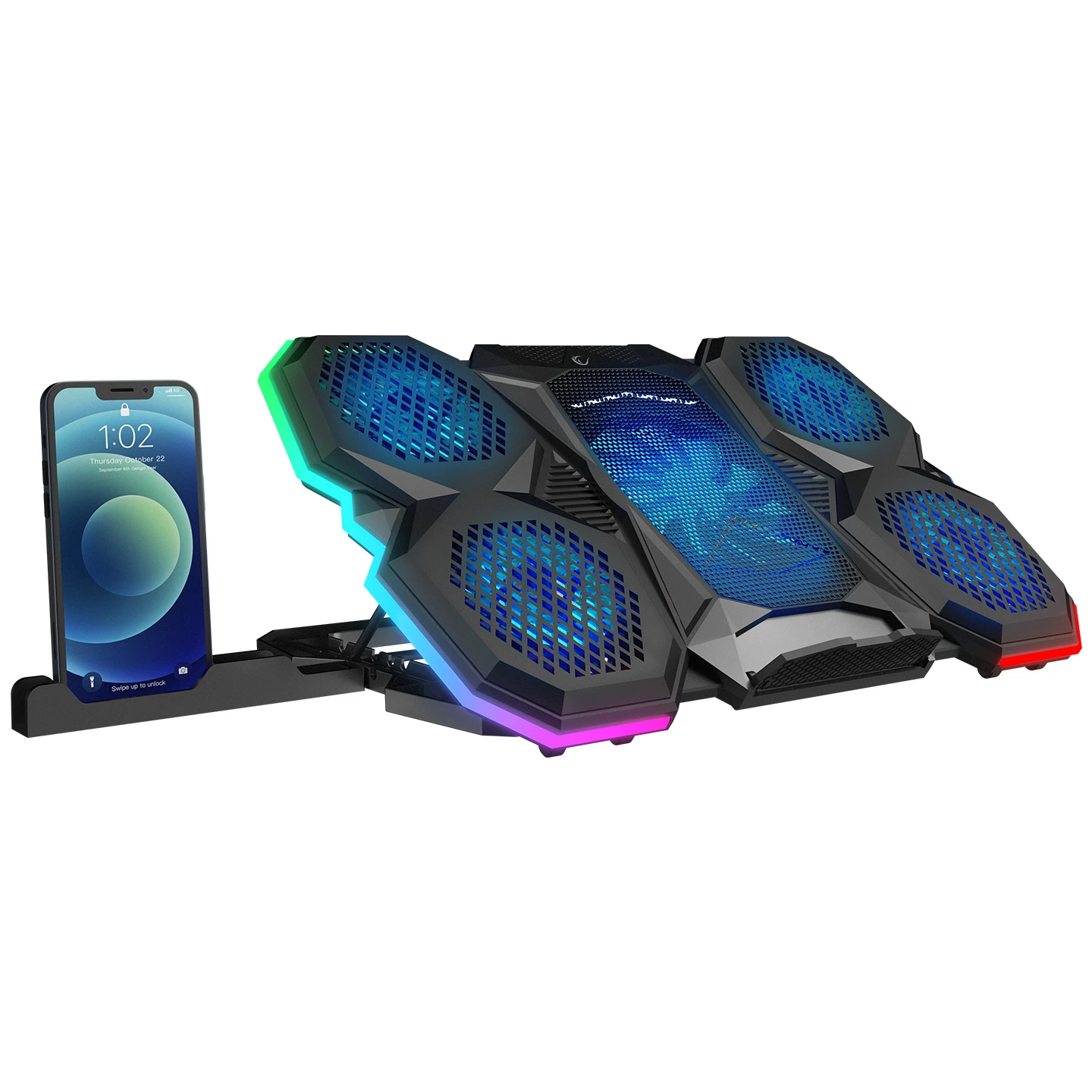 RAMPAGE AD-RC14 X-RANGER 10 MODE RGB 1*125MM + 4*70MM FAN 9-17 NOTEBOOK SOĞUTUCU STAND