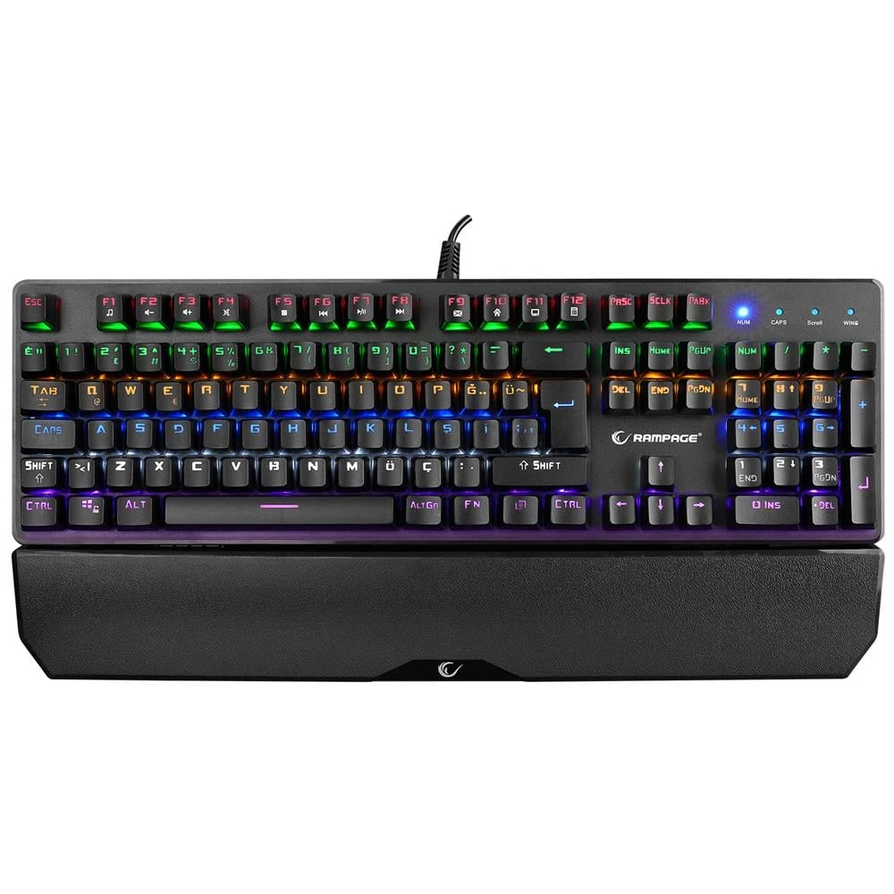 RAMPAGE KB-R86 UMBRA SİYAH USB RAİNBOW AYDINLATMALI BLUE SWITCH MEKANİK GAMİNG OYUNCU KLAVYE