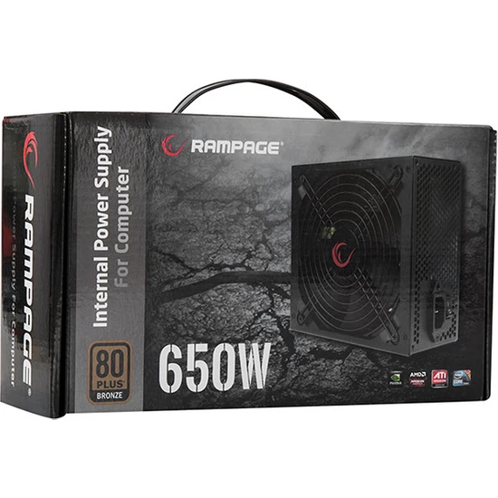 RAMPAGE RMP-650-80PB 650W 14CM SİYAH FAN 80 PLUS BRONZE AKTİF PFC POWER SUPPLY