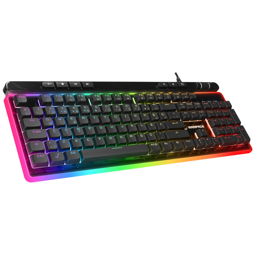 RAMPAGE SHINE K14 SİYAH USB RGB BACKLİGHT MEMBRANE GAMİNG OYUNCU KLAVYE