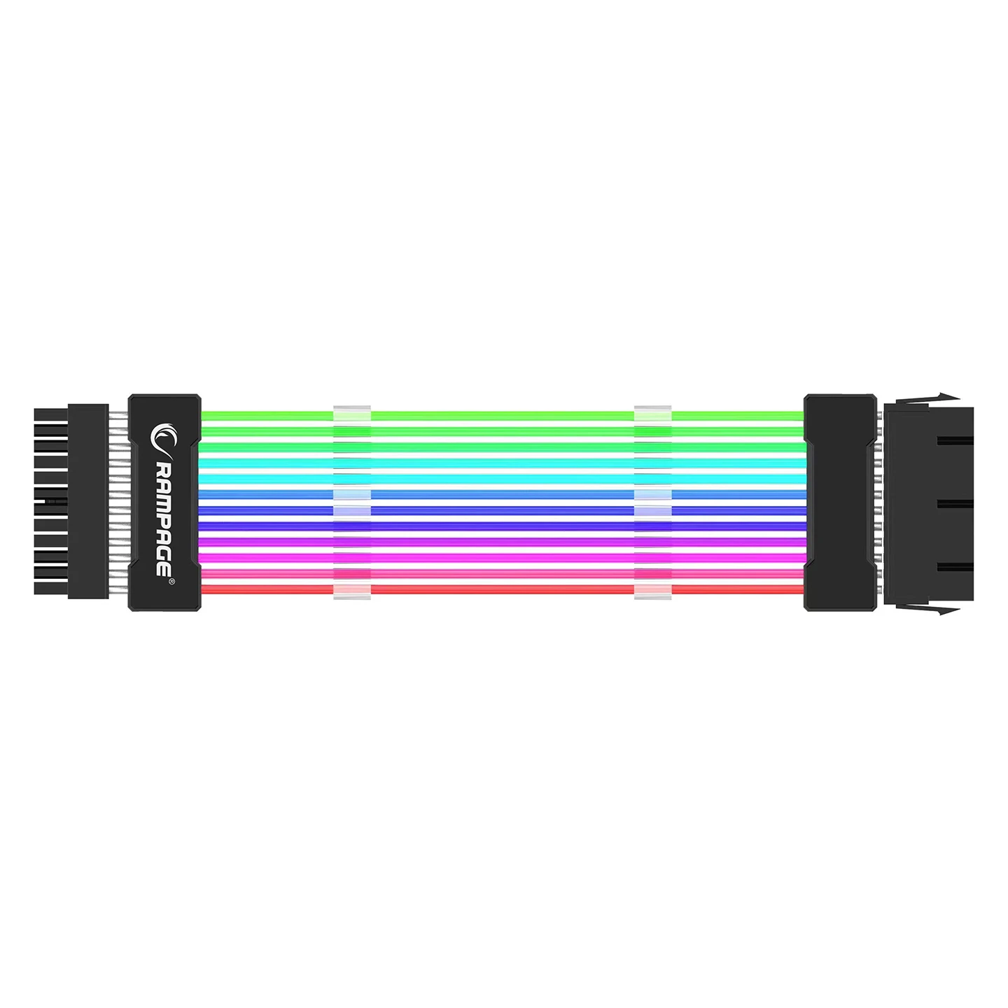 Rampage TRIM X30 Şeffaf PVC+Bakır 18AWG ARGB ATX Power Supply 24Pin Uzatıcı Kablo