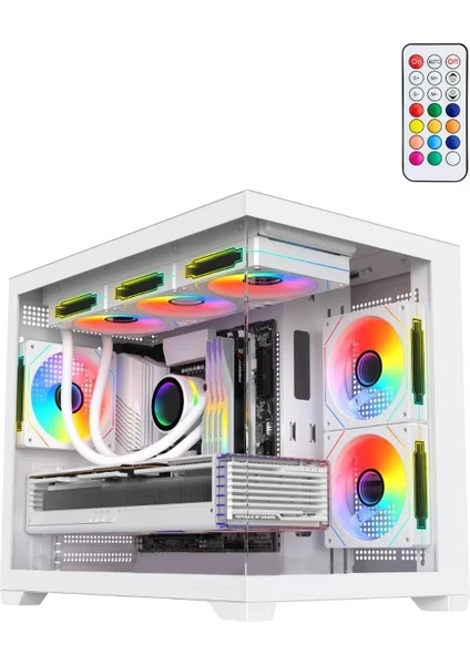 REVENGE TERRANOVA KUMANDALI 6 RGB FANLI NOVA BEYAZ MİDİ TOWER CAM PANEL GAMİNG OYUNCU BİLGİSAYAR KASASI