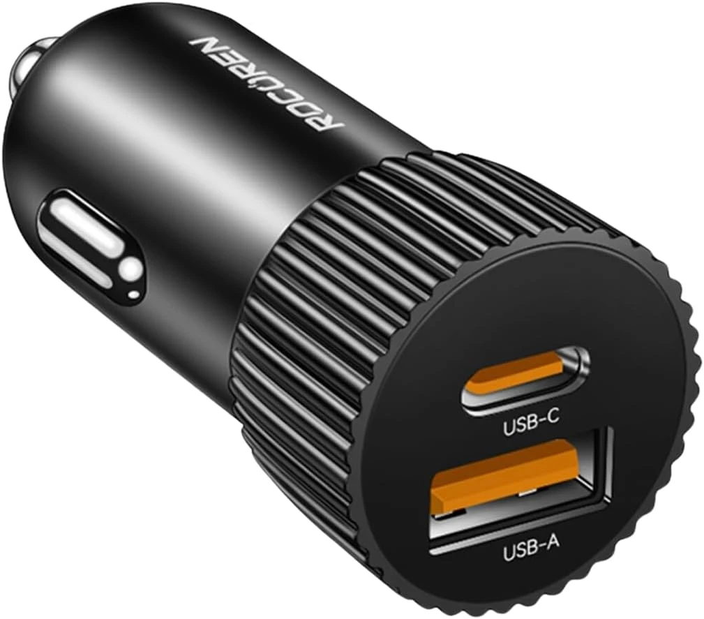 Rocoren 48W Çift Portlu USB Type-C ve USB-A Araç İçi Hızlı Şarj Cihazı