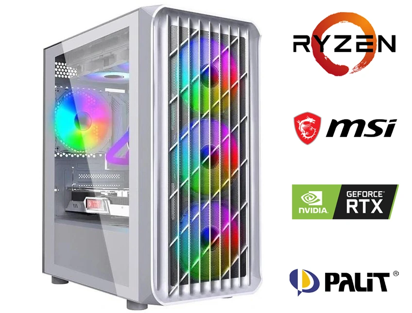 RYZEN 5 5600+16GB RAM+1TB M2+RTX 4060 OYUNCU BİLGİSAYARI BEYAZ