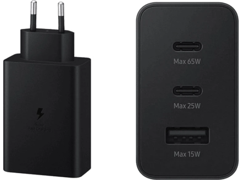 SAMSUNG EP-T6530N TYPE-C & TYPE-A HIZLI ŞARJ ALETİ ÜÇLÜ (65W-25W-15W) - SİYAH