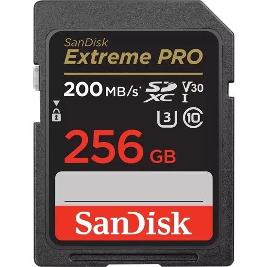 SANDISK EXTREME PRO 256GB 200/140MB/S SDXC V30 UHS-I U3 HAFIZA KARTI SDSDXXD-256G-GN4IN