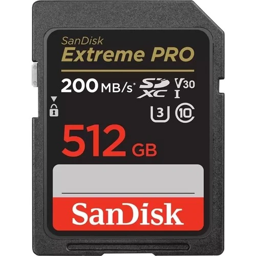 SANDISK EXTREME PRO 512GB 200/140MB/S SDXC V30 UHS-I U3 HAFIZA KARTI SDSDXXD-512G-GN4IN