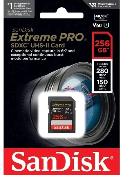 SanDisk Extreme Pro SDSDXEP-256G-GN4IN UHS-II U3 V60 256 GB Hafıza Kartı