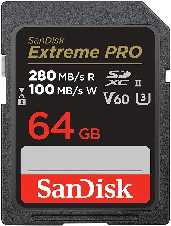 SANDISK EXTREME PRO SDXC UHS-II HAFIZA KARTI V60 64 GB (280 MB/S, 6K, 4K UHD, U3, C10, RESCUE PRO DELUXE